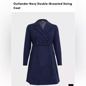 NWT Outlander Navy Double-Breasted Swing Coat 💙